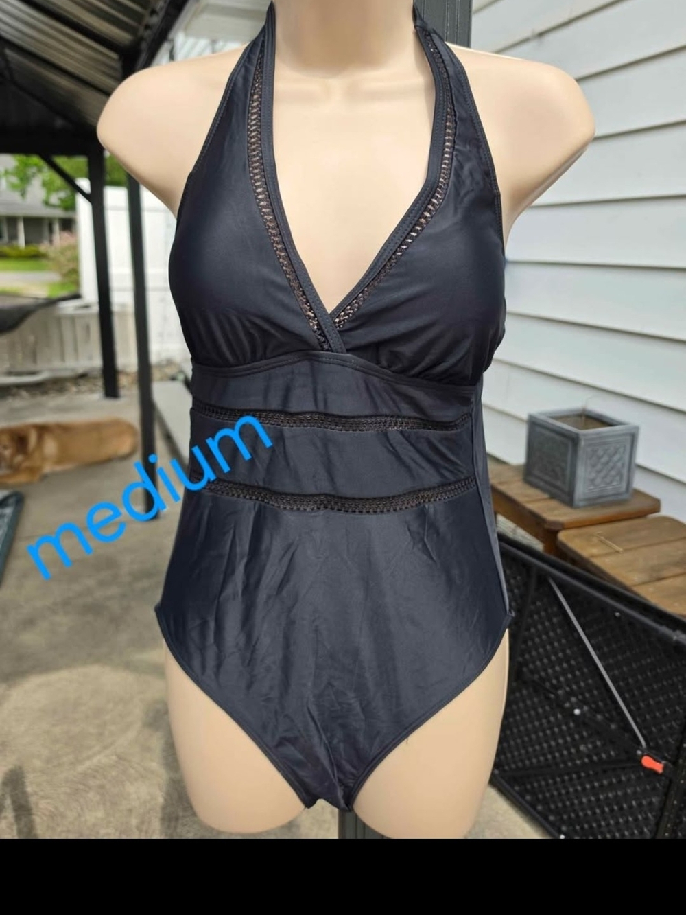 Black Halter One-Piece Swimsuit - Medium